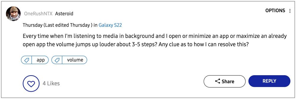 Ошибка громкости Galaxy S22 Android 13