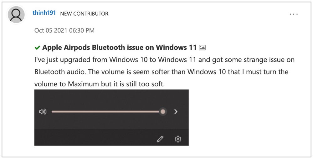 Низкая громкость AirPods в Windows 11