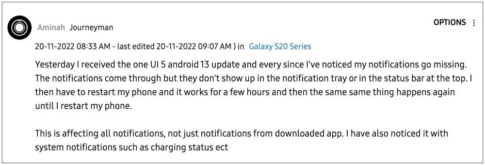 Уведомления в режиме блокировки Samsung Android 13 не работают