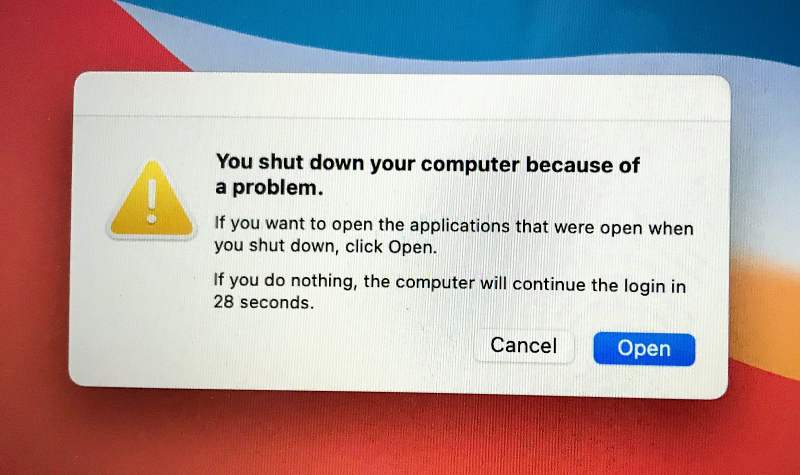 Вы выключили компьютер из-за проблемы