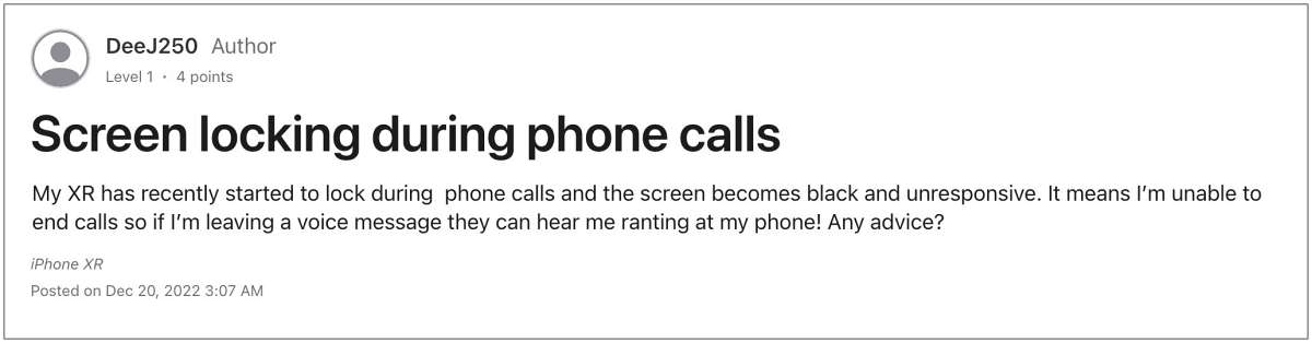 Черный экран iPhone во время разговора