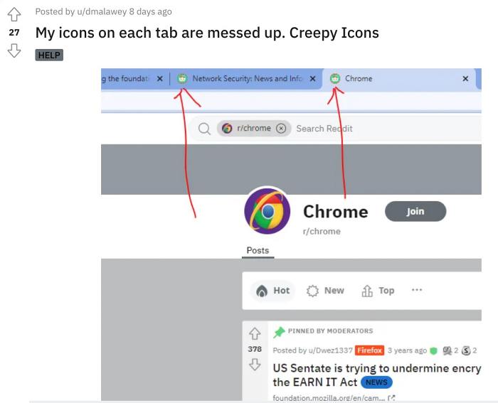 Значок вкладок Chrome размыт