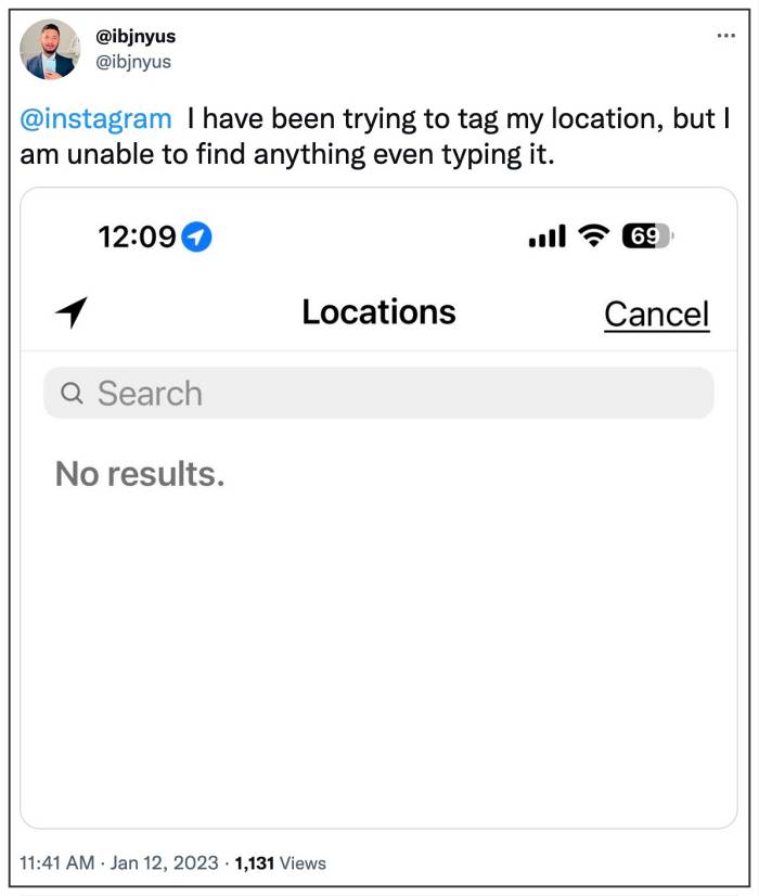 Instagram Добавить местоположение не работает