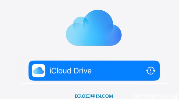 Удалить символ ошибки синхронизации iCloud Drive