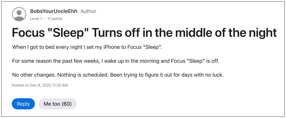 iPhone Sleep Focus отключается автоматически