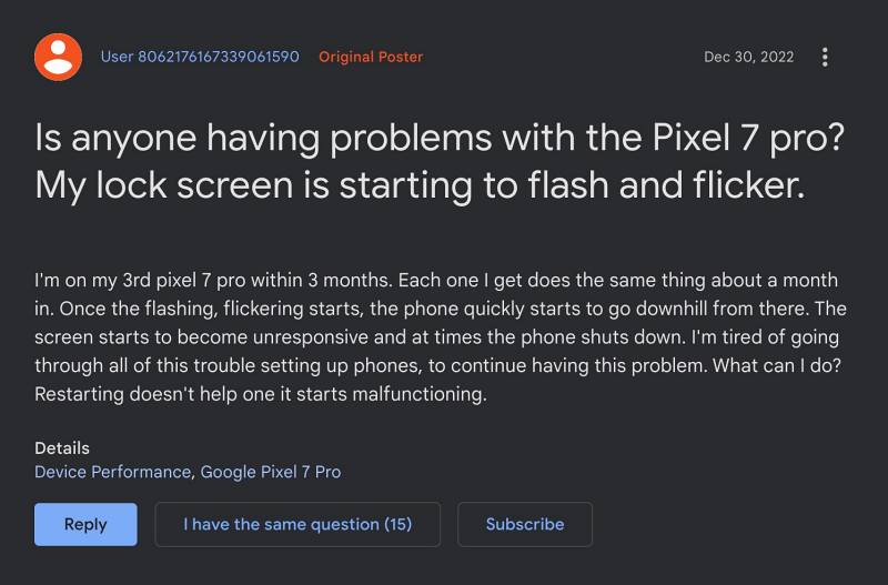 Мерцание экрана блокировки в Pixel 7 Pro